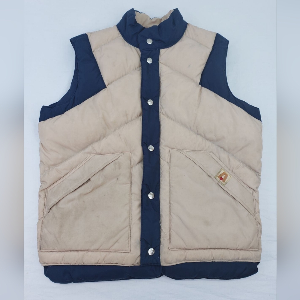 Vintage ACADEMY BROADWAY Vest Winter Puffer MEDIUM Full Zip Goose Down Feathers
